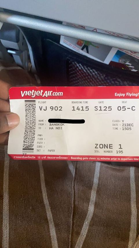 A boarding pass, Bangkok to Hanoi