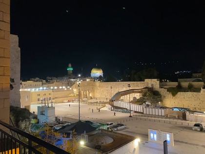 view of temple from Aich dining hall balcony